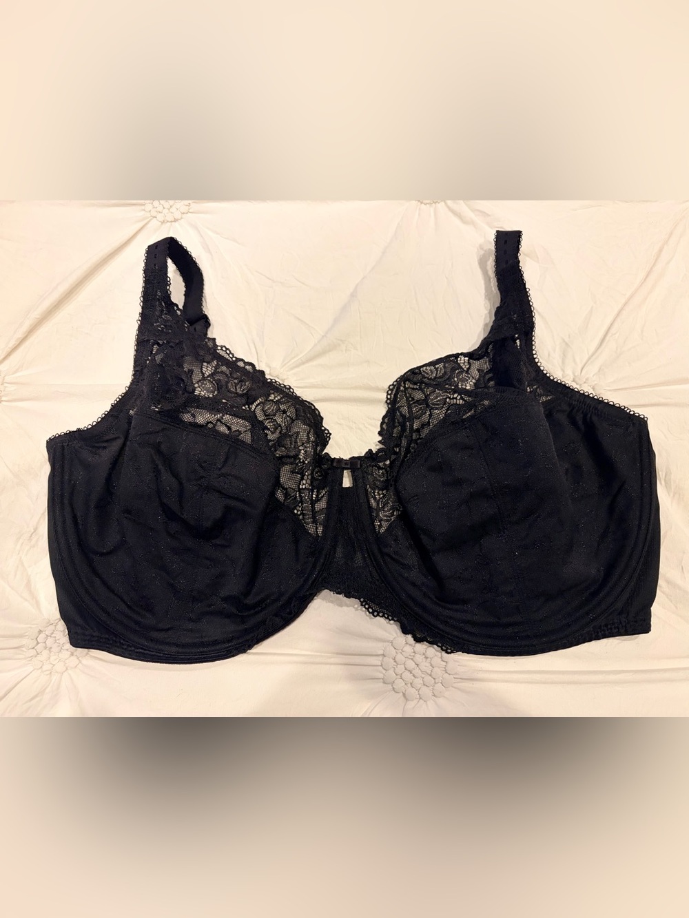 Delimira Women’s 38k Plus Size Black Lace Underwire Full Coverage Bra